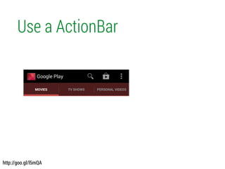 Use a ActionBar
http://goo.gl/l5mQA
 