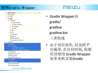 ʹGradle Wrapper
? Gradle Wrapper
gradle/
gradlew
gradlew.bat

? ĿЭ, Լƽ
̨, κʱ, 㶼
Ӧʹ Gradle Wrapper
ǱװGradle
 