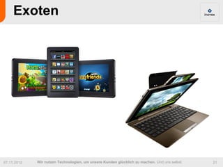 Exoten




07.11.2012   Wir nutzen Technologien, um unsere Kunden glücklich zu machen. Und uns selbst.   21
 