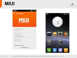 MIUI




07.11.2012   Wir nutzen Technologien, um unsere Kunden glücklich zu machen. Und uns selbst.   53
 