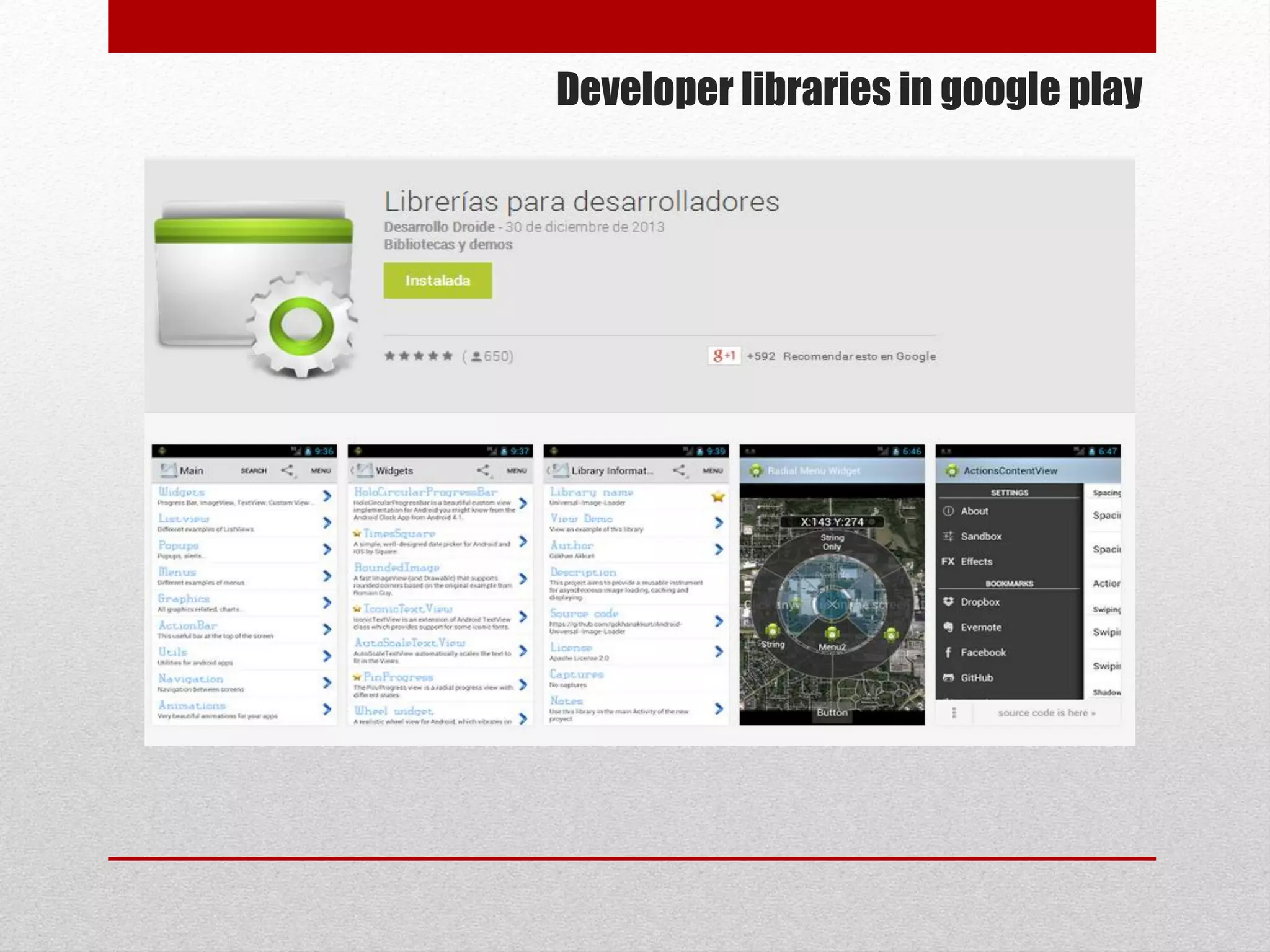 Developer libraries in google play
 