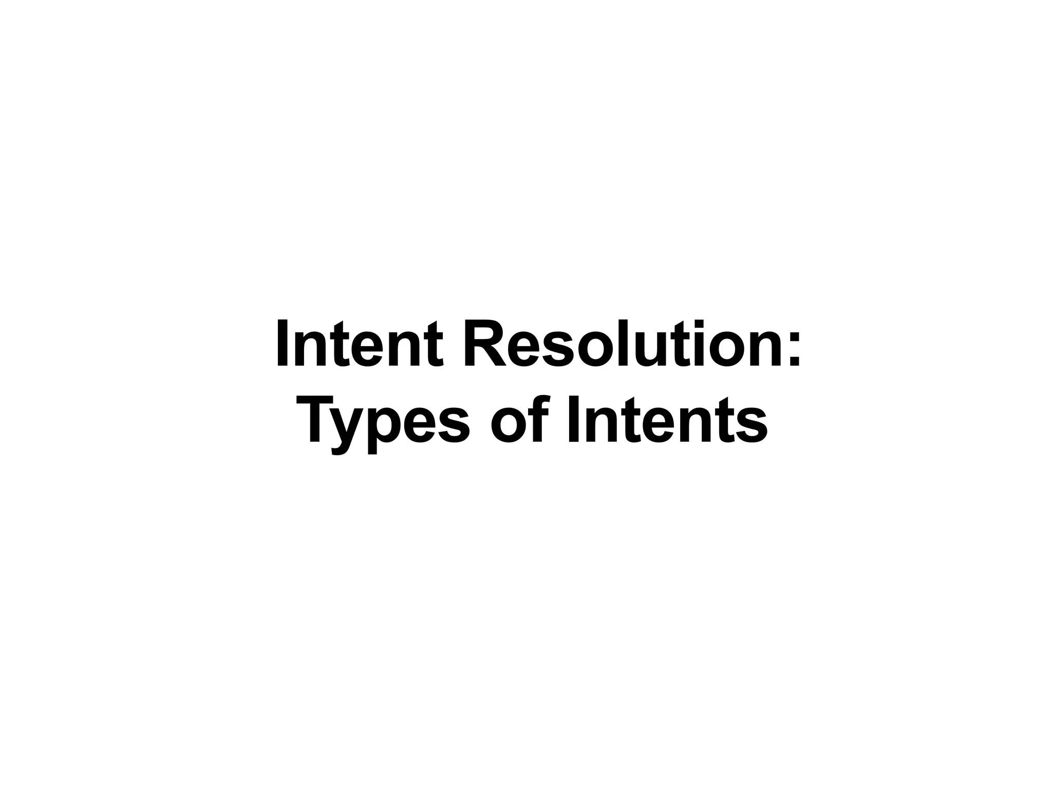 Intent Resolution:
Types of Intents
 
