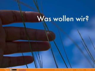 Was wollen wir?




by DraconianRain        Android/iPhone Apps mit Titanium Developer   I   Mayflower GmbH I 03.02.2010 I 6
 