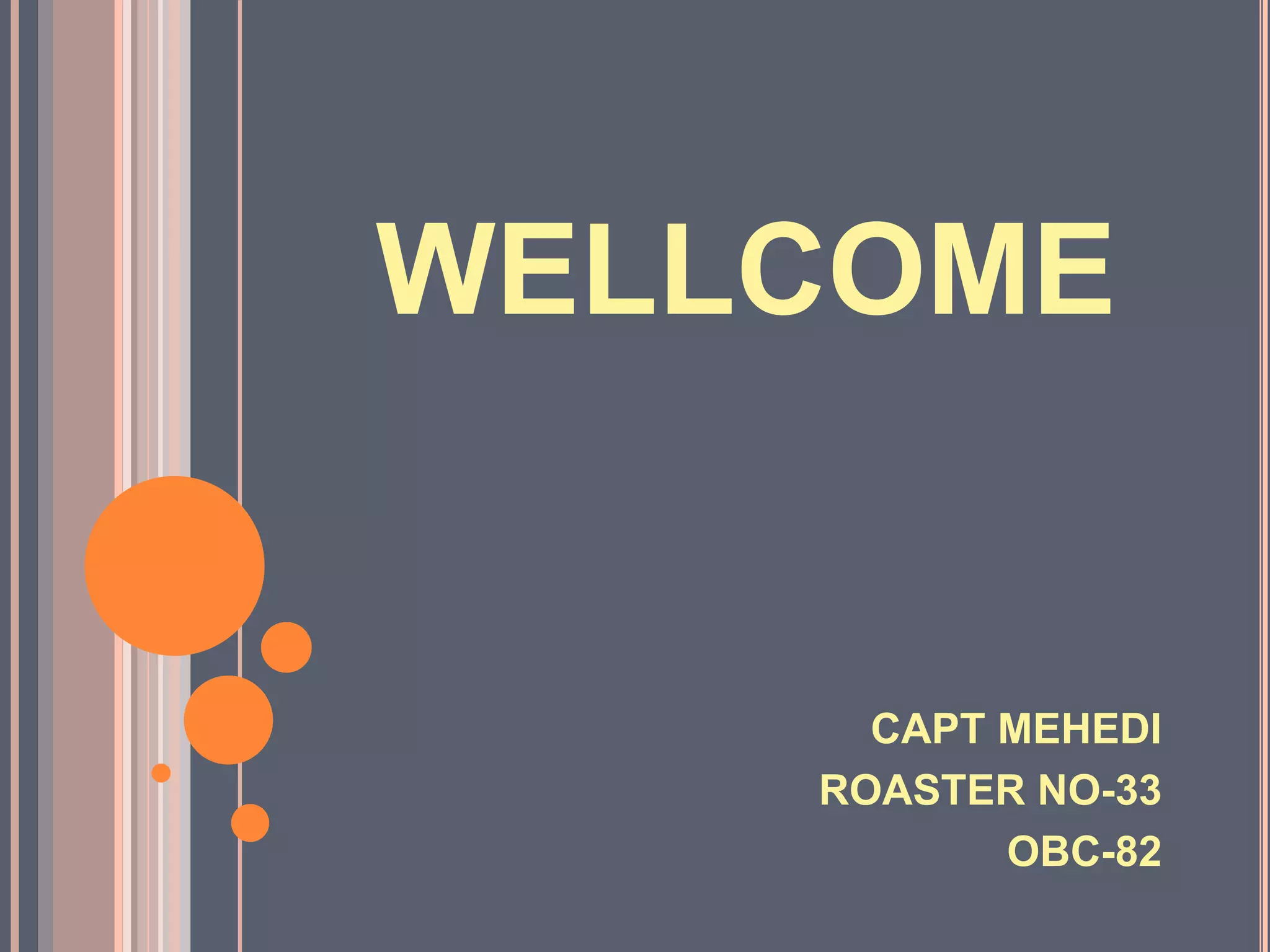 WELLCOME
CAPT MEHEDI
ROASTER NO-33
OBC-82
 