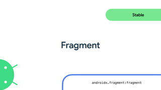 Fragment
Stable
androidx.fragment:fragment
 