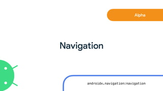 Navigation
Alpha
androidx.navigation:navigation
 