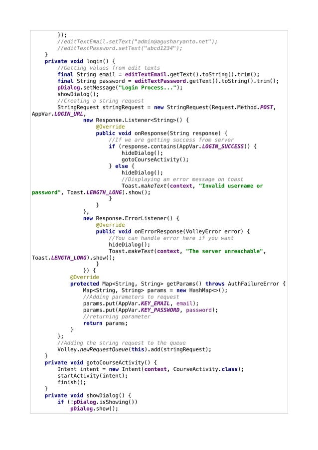 Belajar Android PHP MySQL Login dengan Volley | PDF