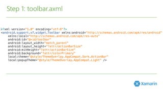 Step 1: toolbar.axml
 