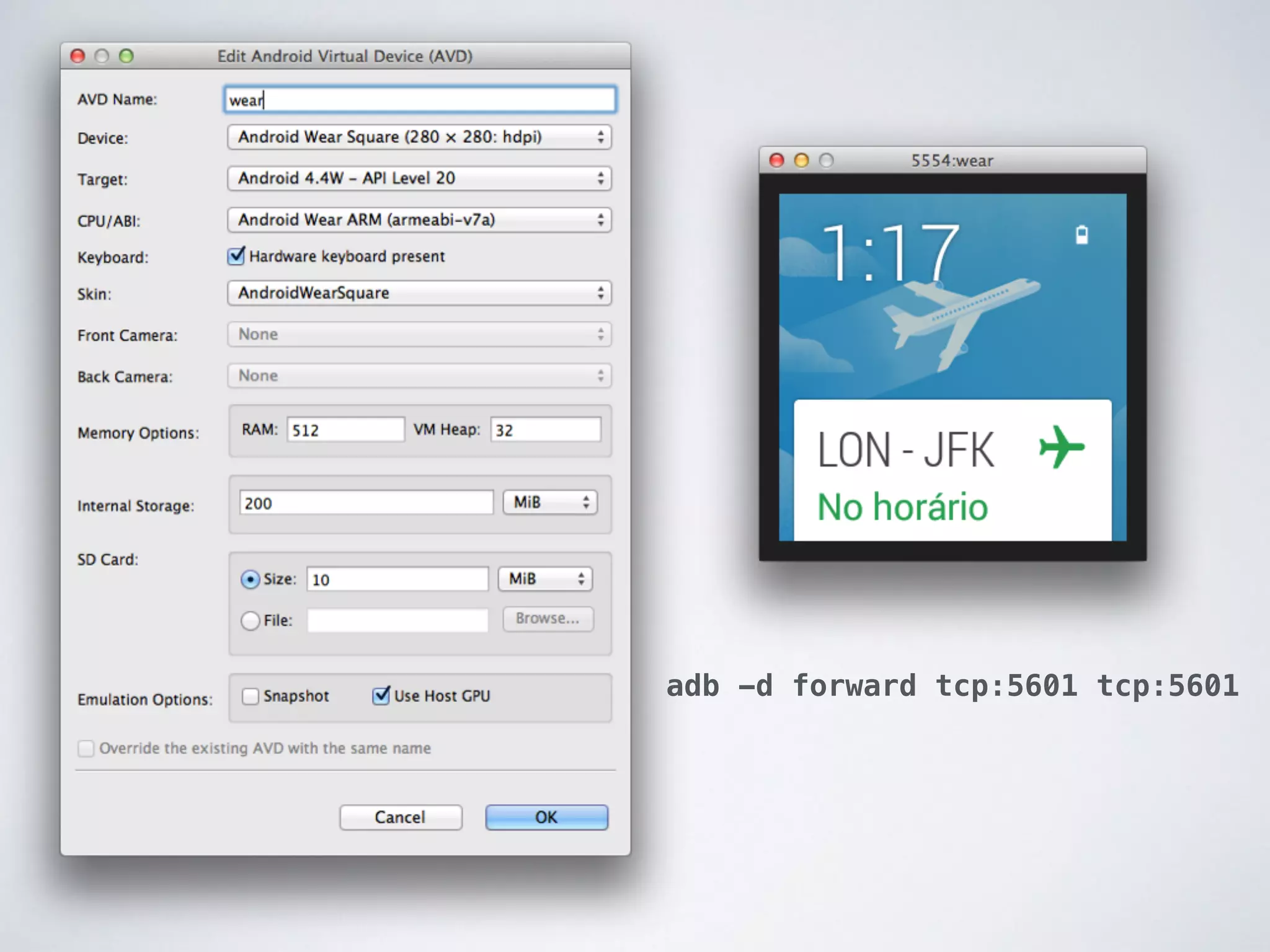 adb -d forward tcp:5601 tcp:5601 
 
