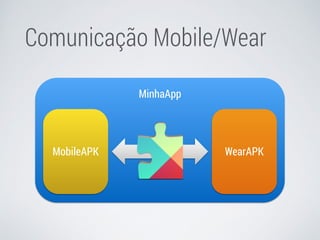 Comunicação Mobile/Wear 
MinhaApp 
MobileAPK WearAPK 
 