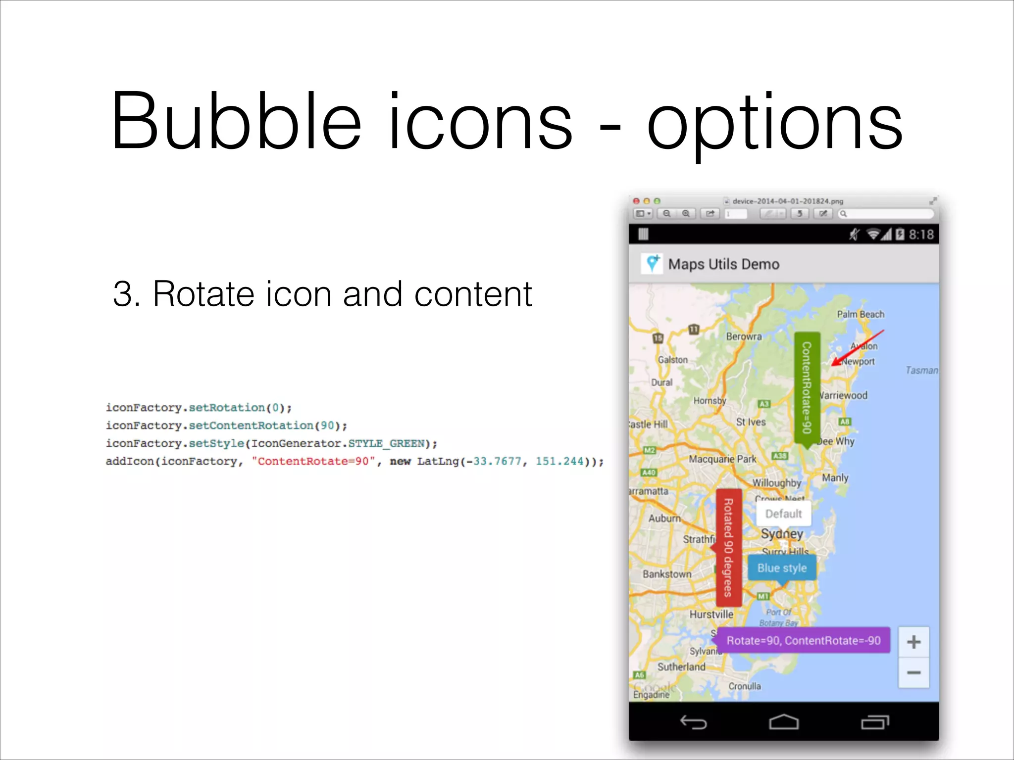 Bubble icons - options
3. Rotate icon and content
 
