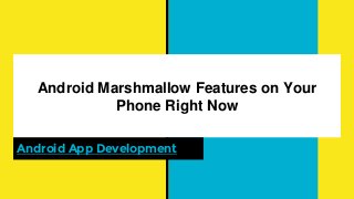 Android Marshmallow Features on Your
Phone Right Now
Android App Development
 