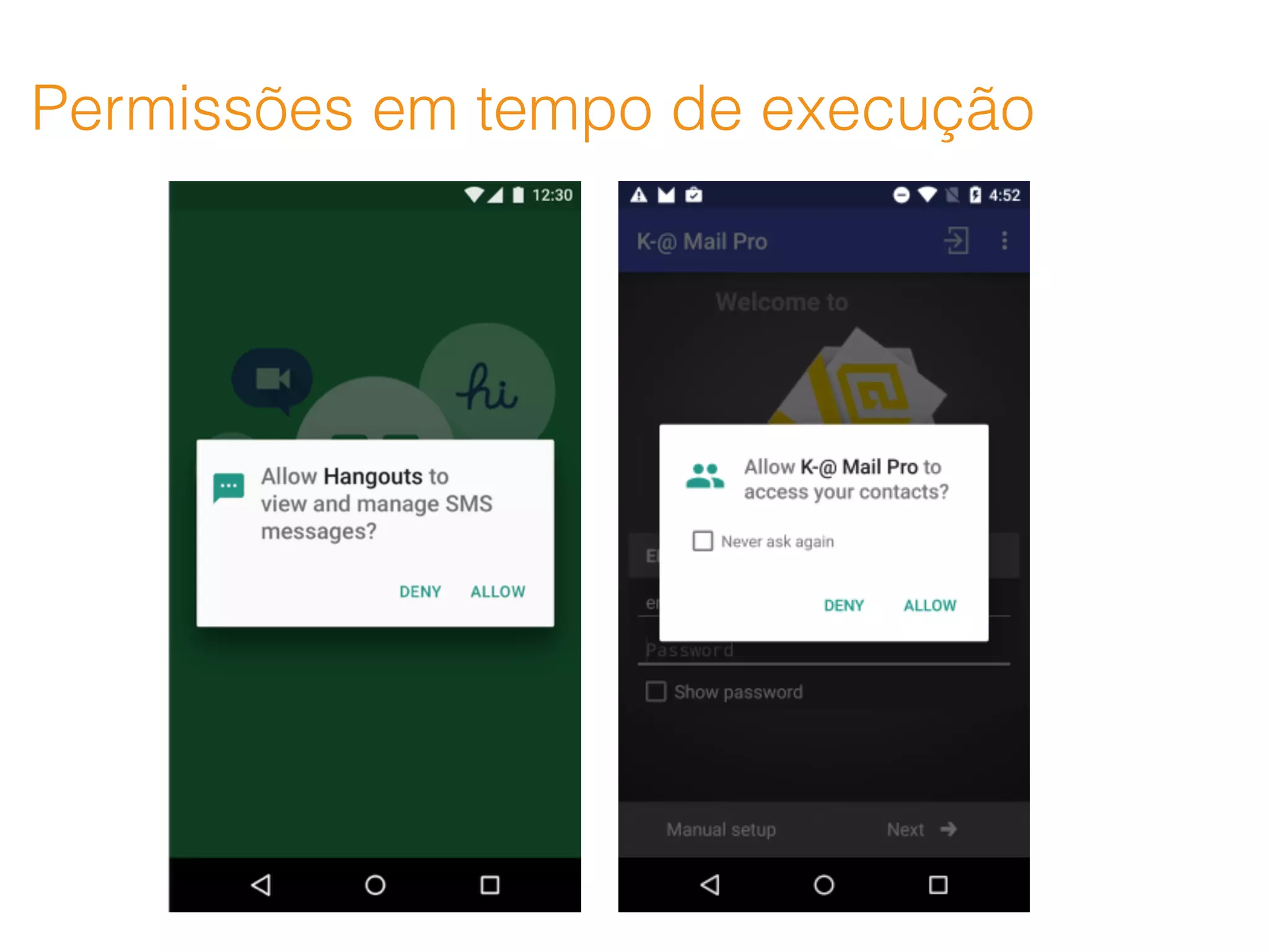 Permissões em tempo de execução
 