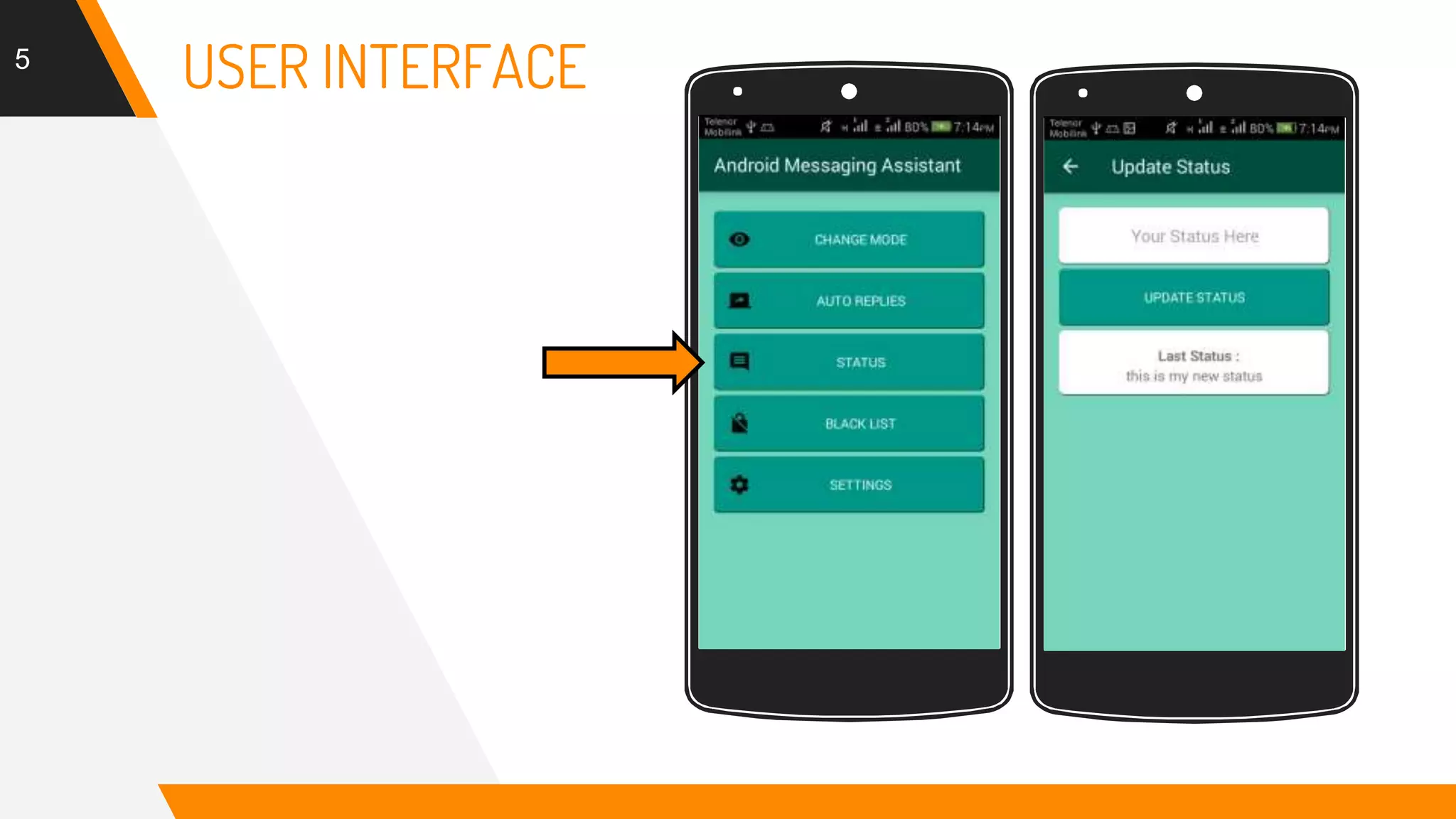 5
USER INTERFACE
Place your screenshot here Place your screenshot here
 