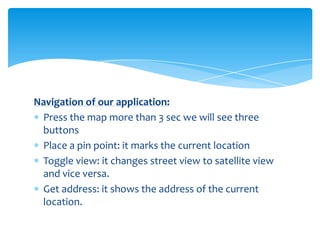 Android mobile application for gps | PPTX