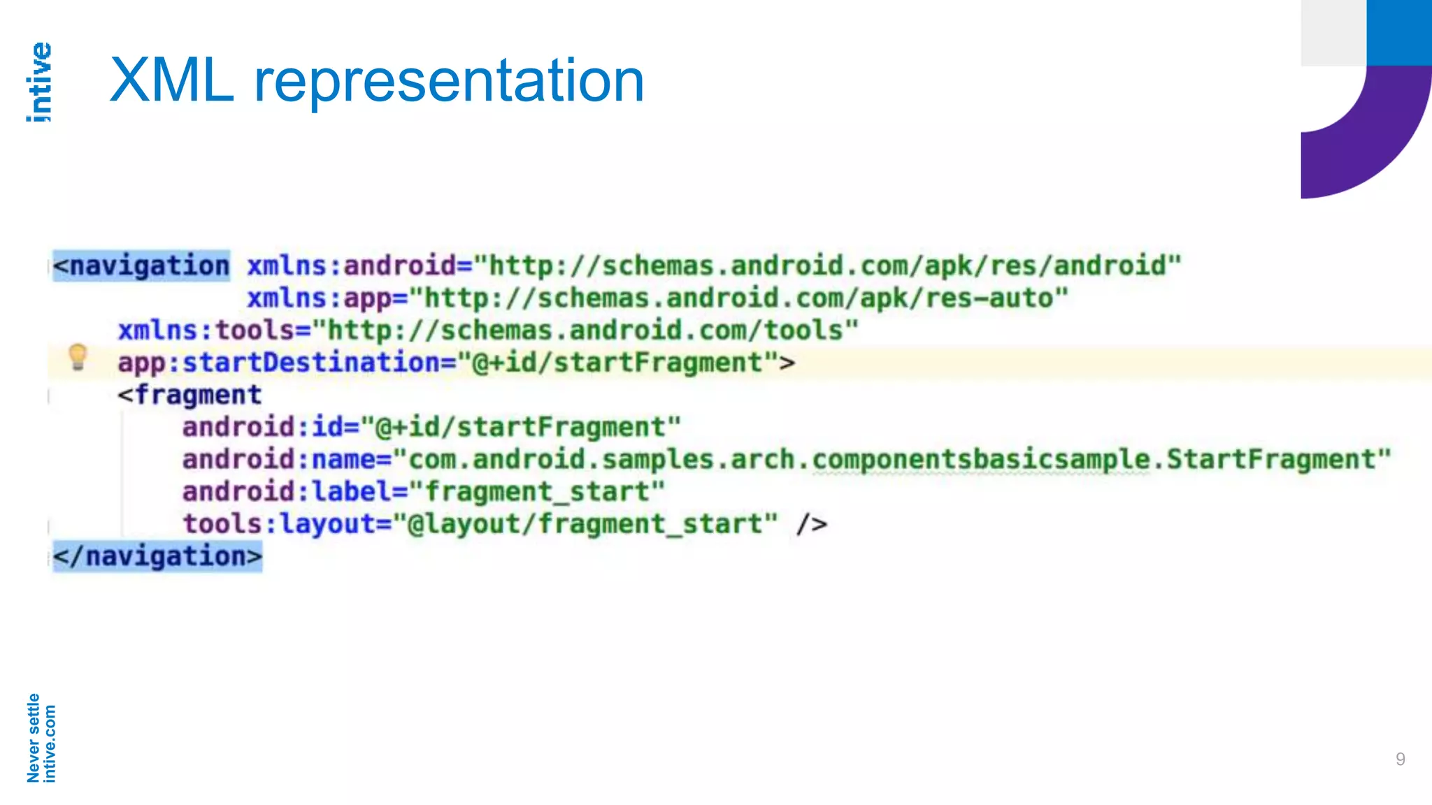 Neversettle
intive.com
9
XML representation
 