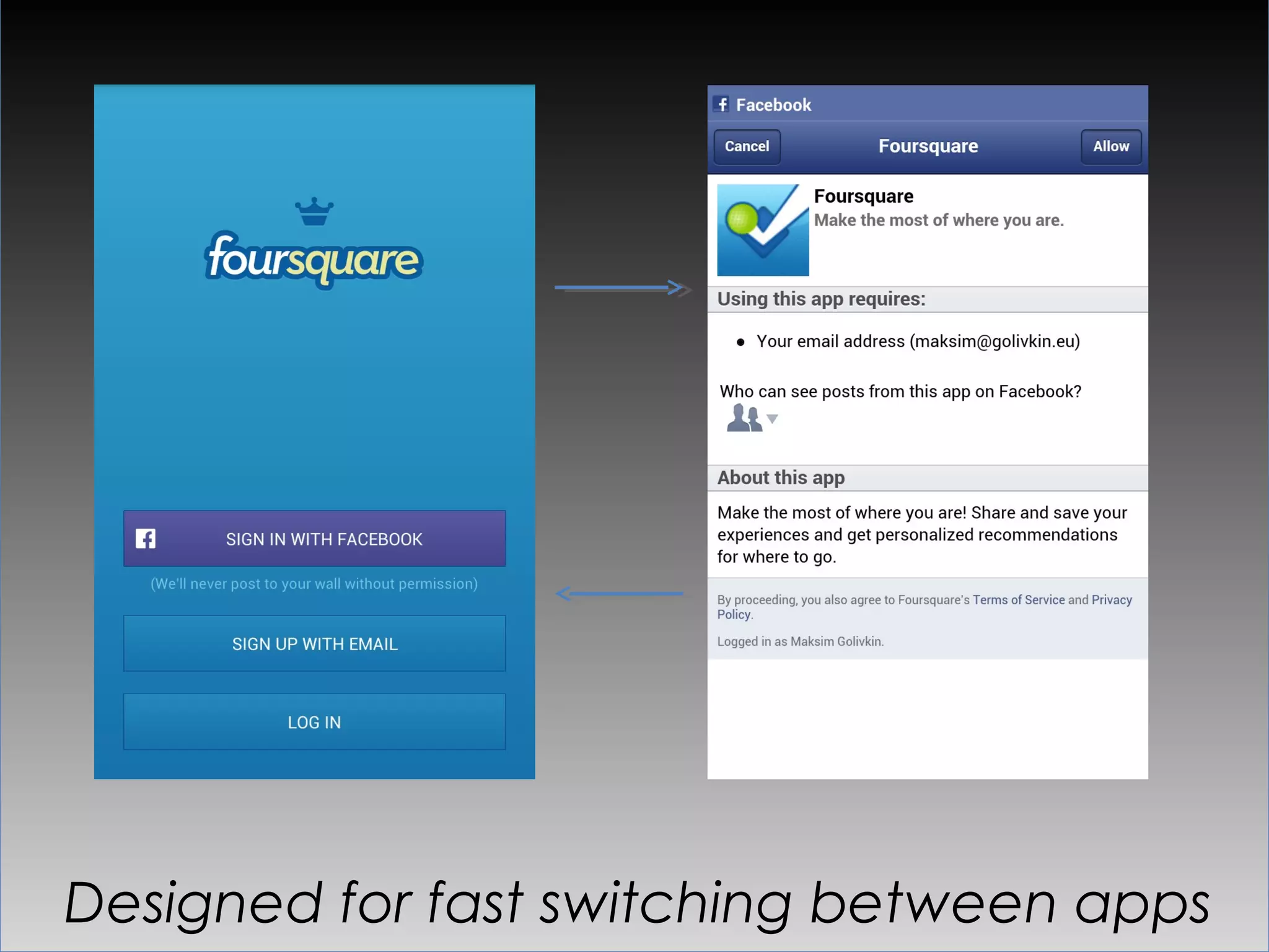 Designed for fast switching between apps
 