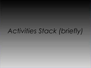 Activities Stack (briefly)
 