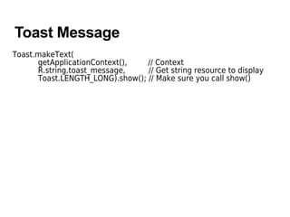 Android Toast Message Types Android notification | PDF