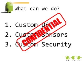 What can we do?


1. Custom DSP
2. Custom Sensors
3. Custom Security
 