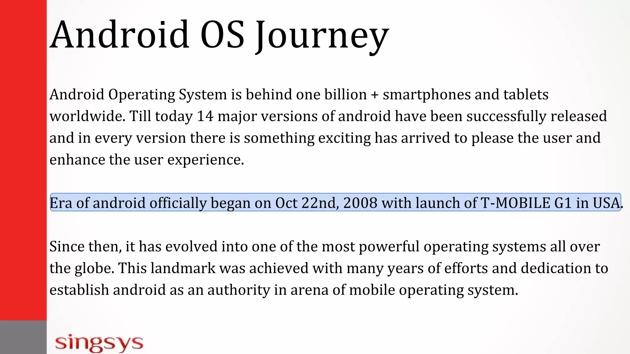 Android OS - The Journey of most popular Operating System | PPT