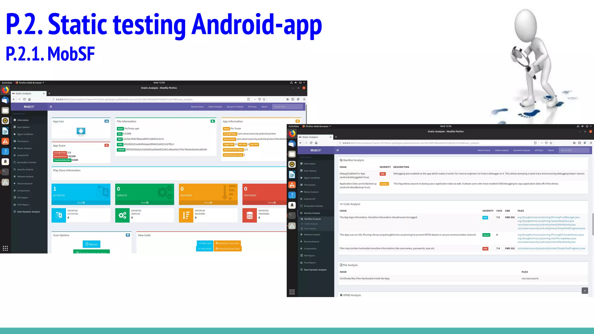 P.2.Static testing Android-app
P.2.1.MobSF
 