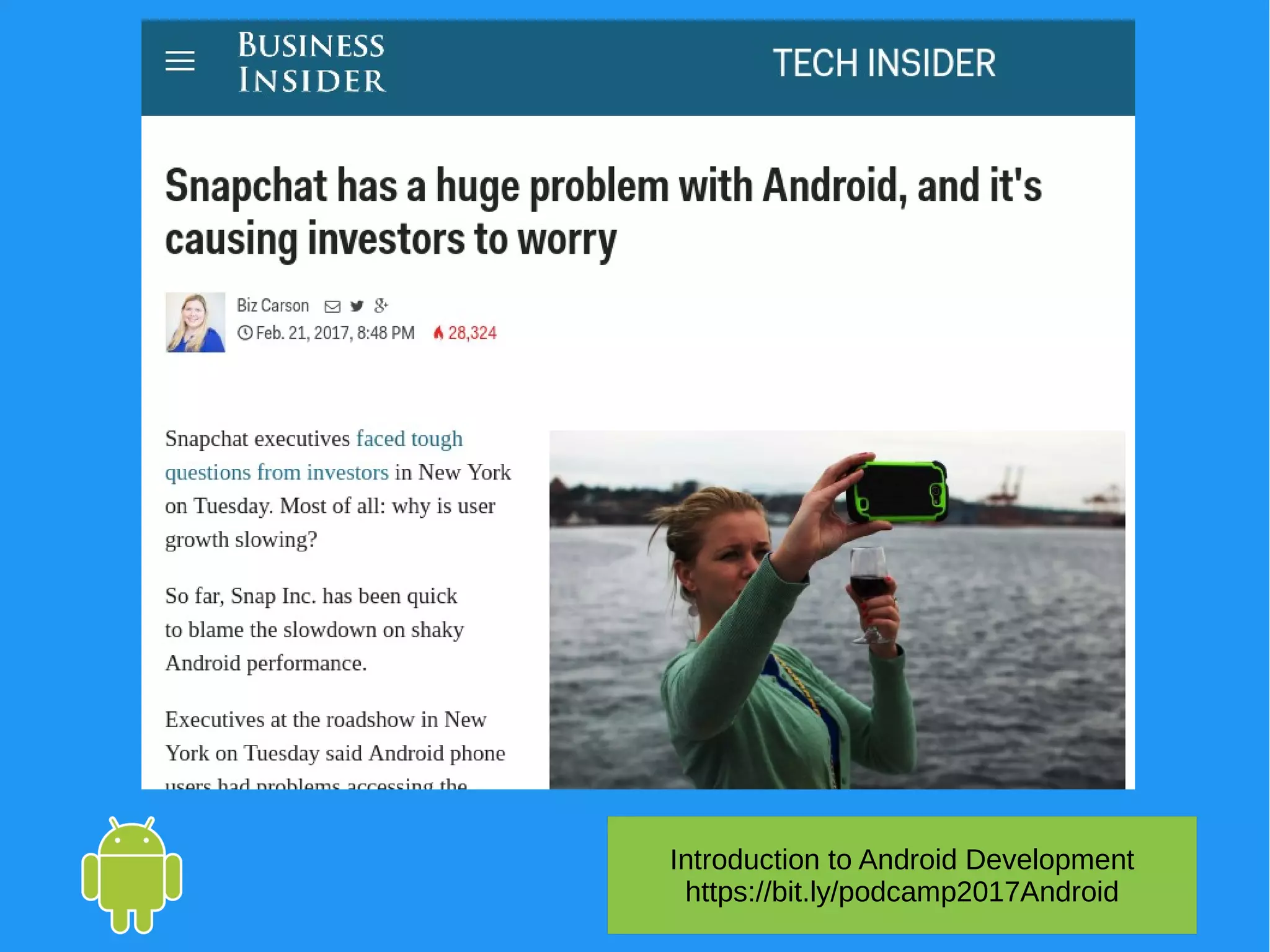 Introduction to Android Development
https://bit.ly/podcamp2017Android
 