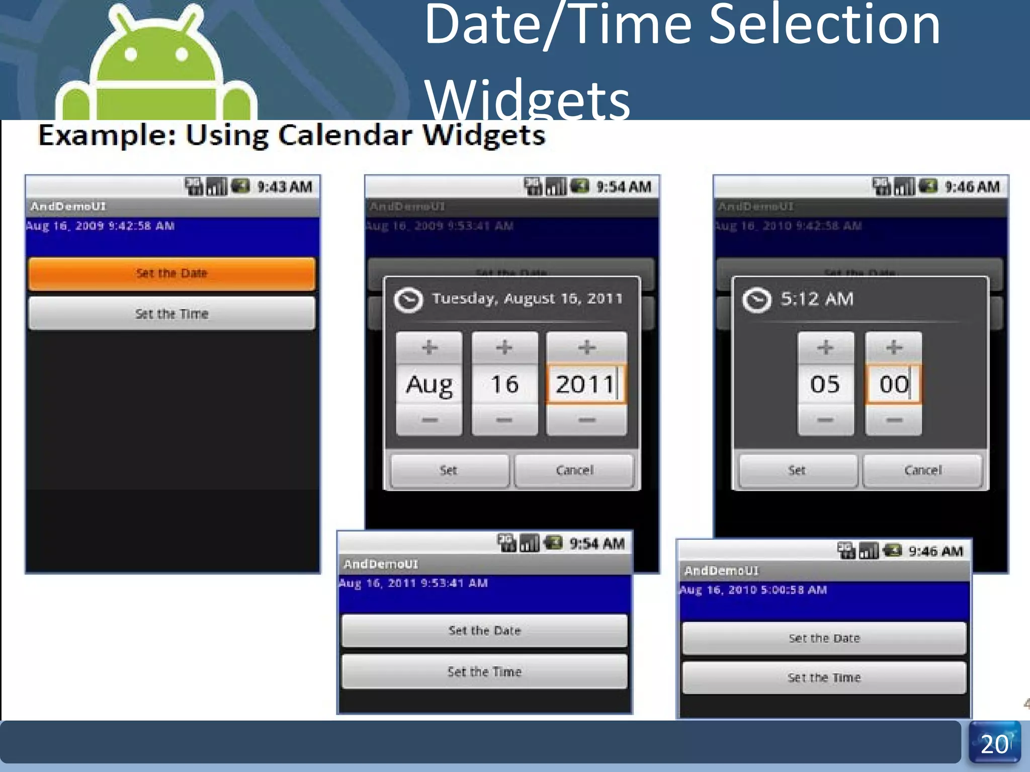 Date/Time Selection Widgets 