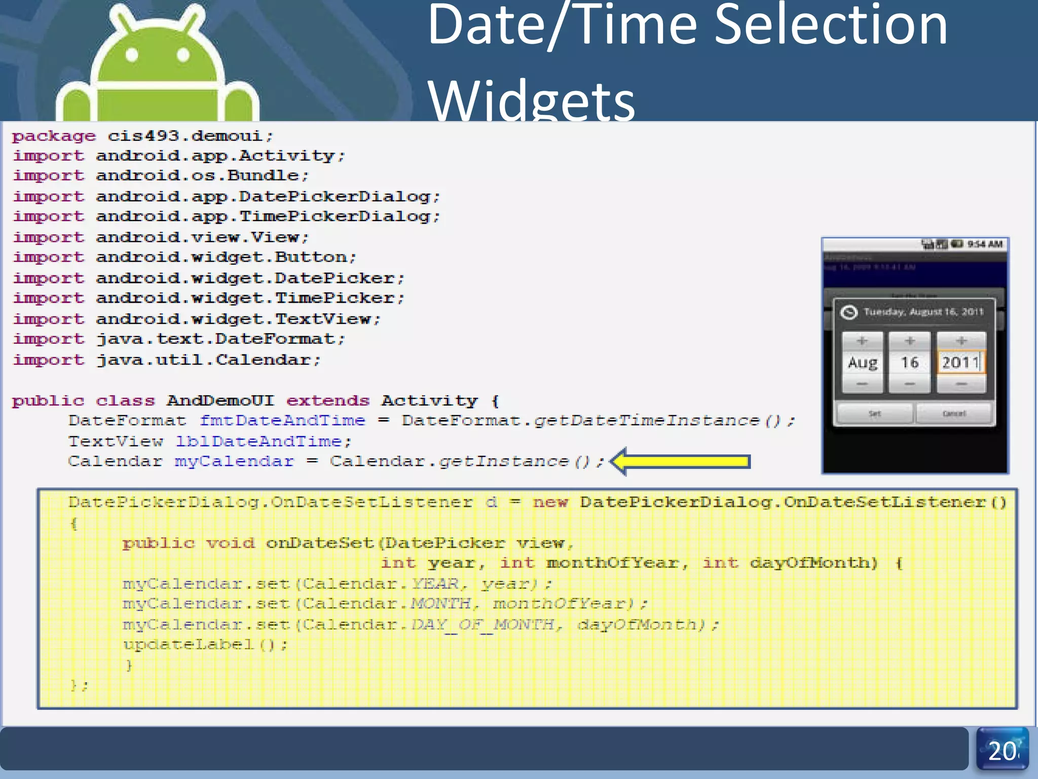 Date/Time Selection Widgets 