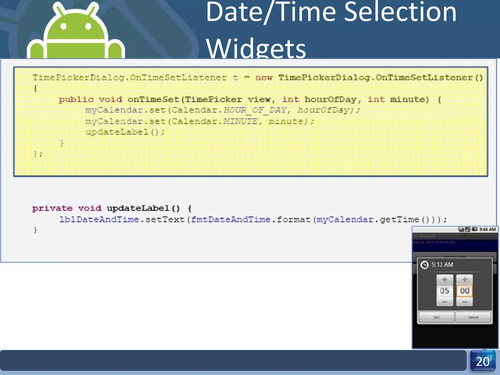 Date/Time Selection Widgets 