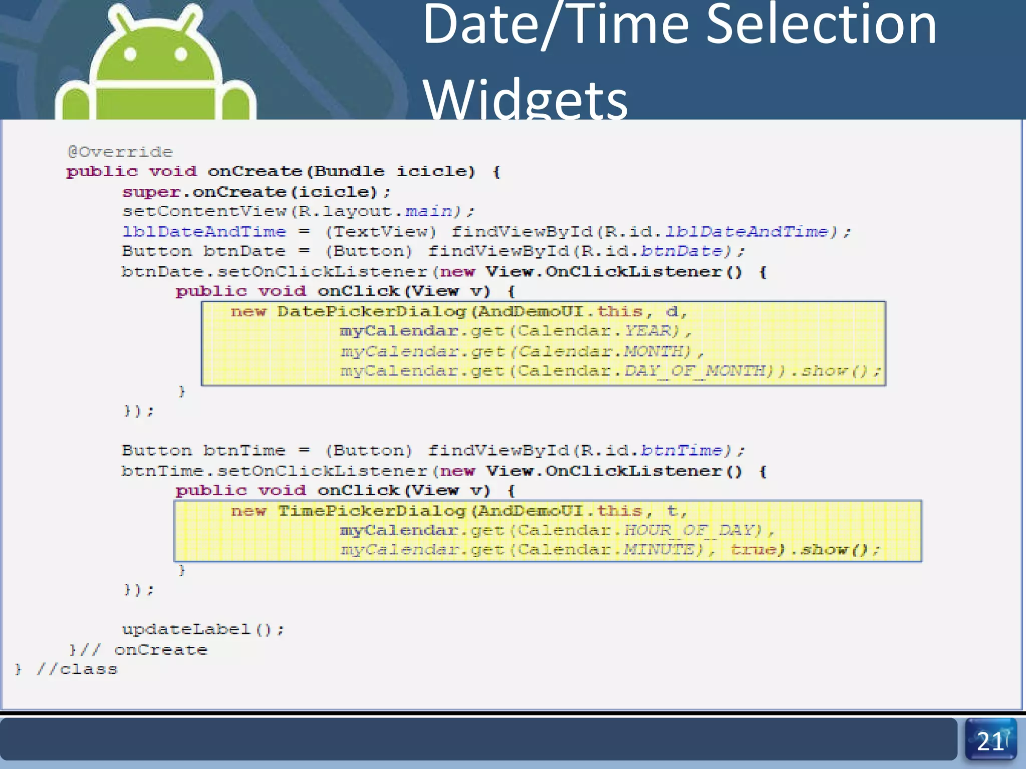 Date/Time Selection Widgets 