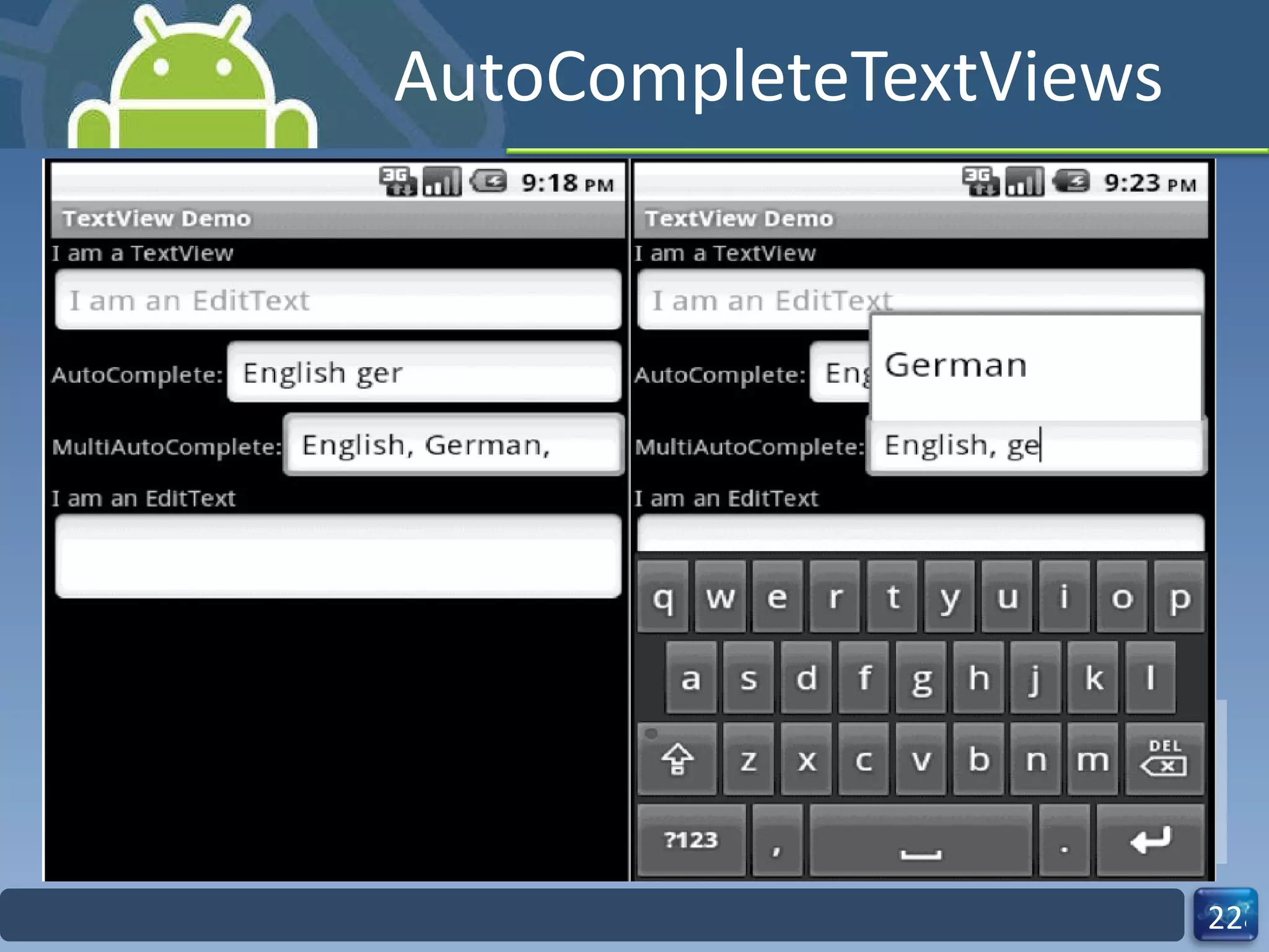 AutoCompleteTextViews 