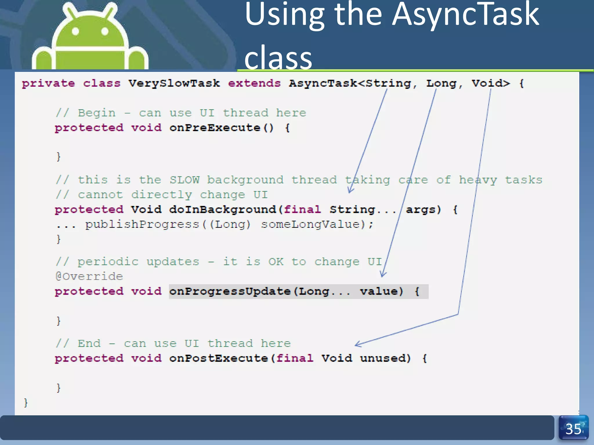 Using the AsyncTask class  