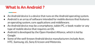 Introduction To Android - PPT | PDF