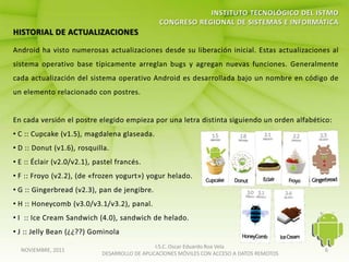 I.S.C. Oscar Eduardo Roa Vela
NOVIEMBRE, 2011                                                                   6
                  DESARROLLO DE APLICACIONES MÓVILES CON ACCESO A DATOS REMOTOS
 