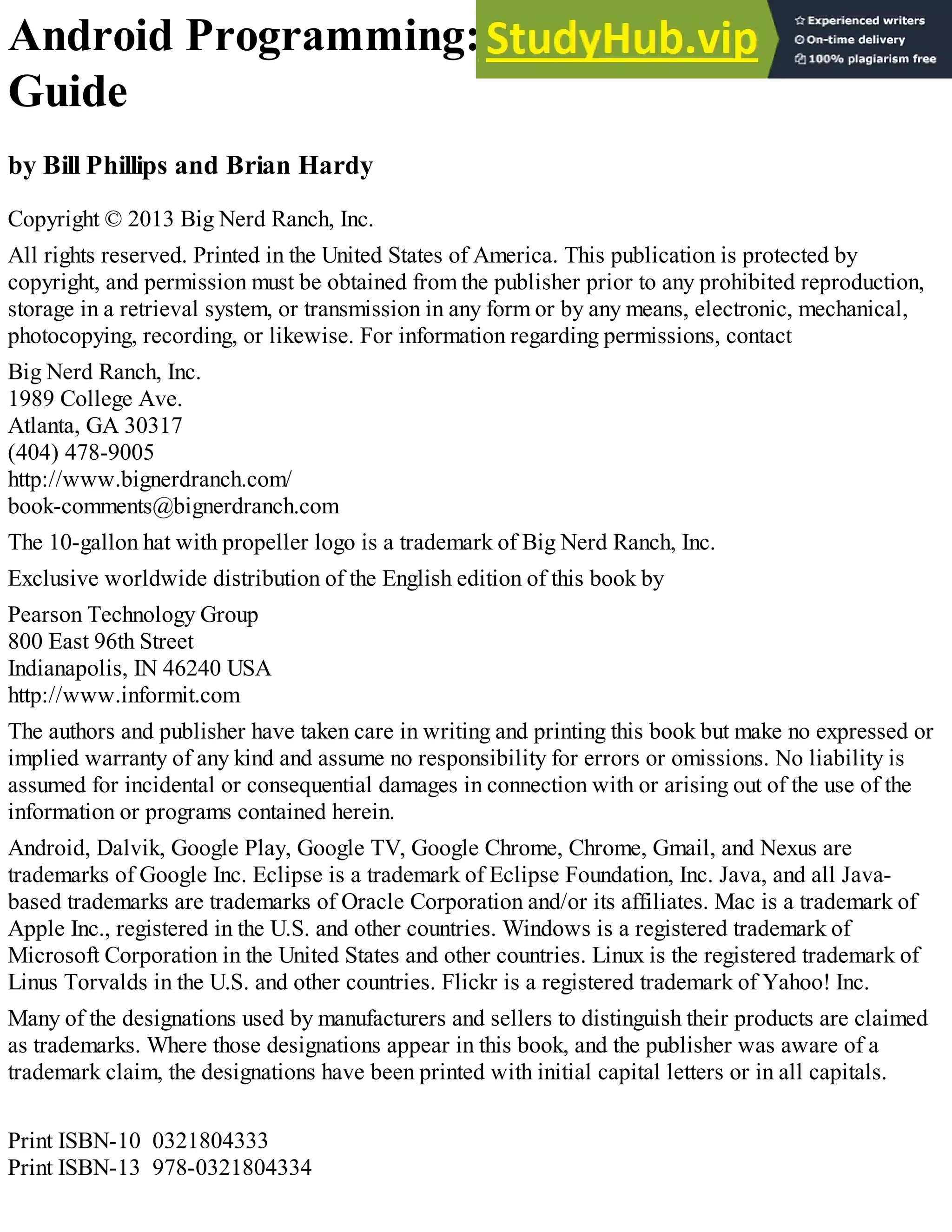 Android programming the big nerd ranch guide pdf