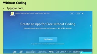 Without Coding
• Appypie.com
 