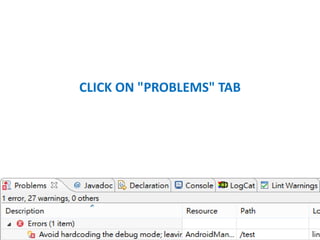 CLICK ON "PROBLEMS" TAB
 