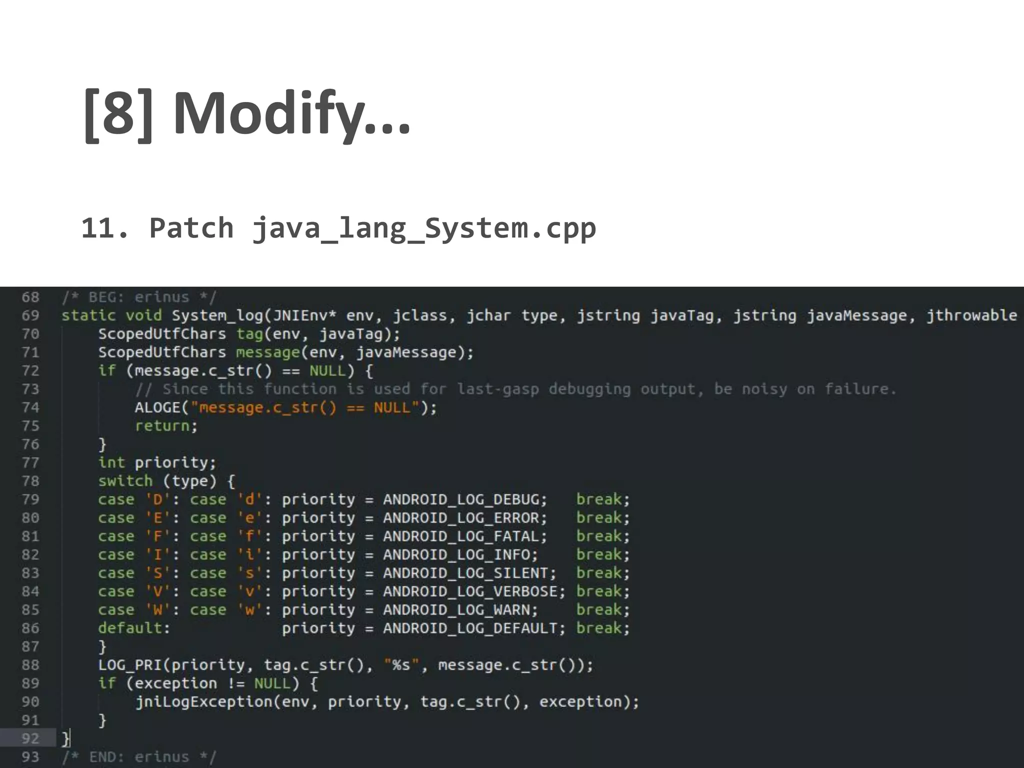 [8] Modify...
11. Patch java_lang_System.cpp
 