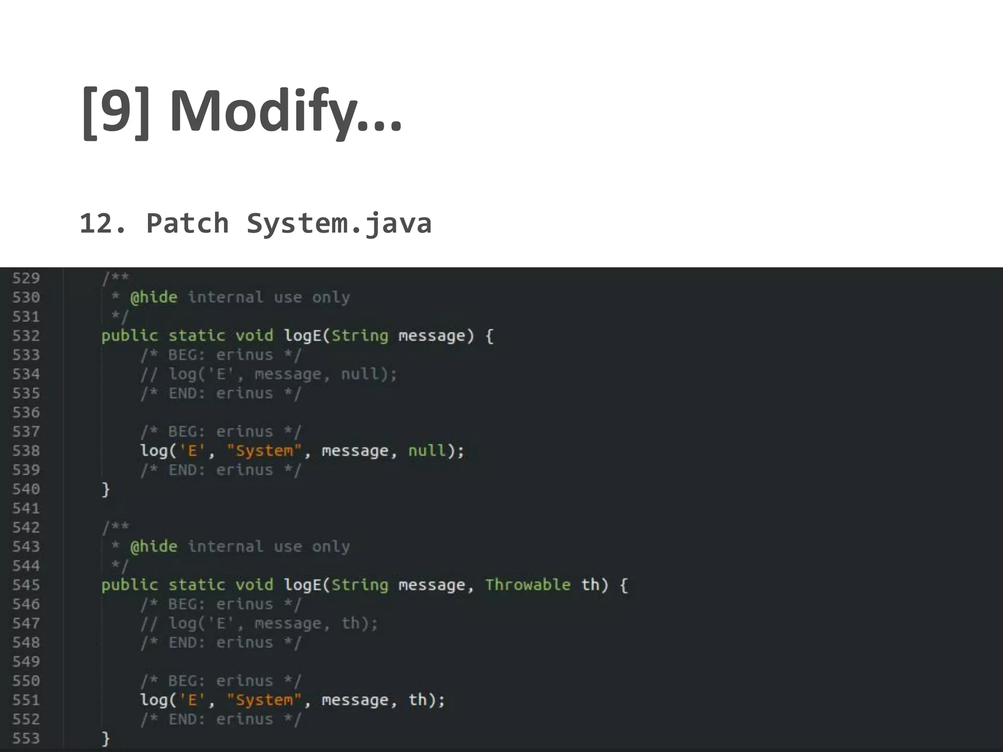 [9] Modify...
12. Patch System.java
 