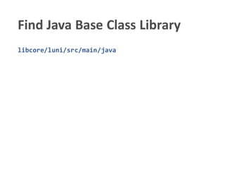 Find Java Base Class Library
libcore/luni/src/main/java
 