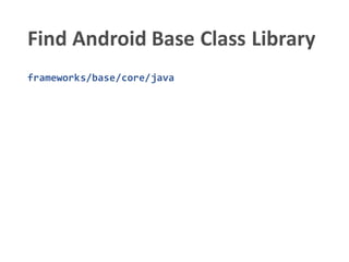 Find Android Base Class Library
frameworks/base/core/java
 