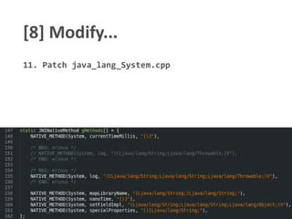 [8] Modify...
11. Patch java_lang_System.cpp
 