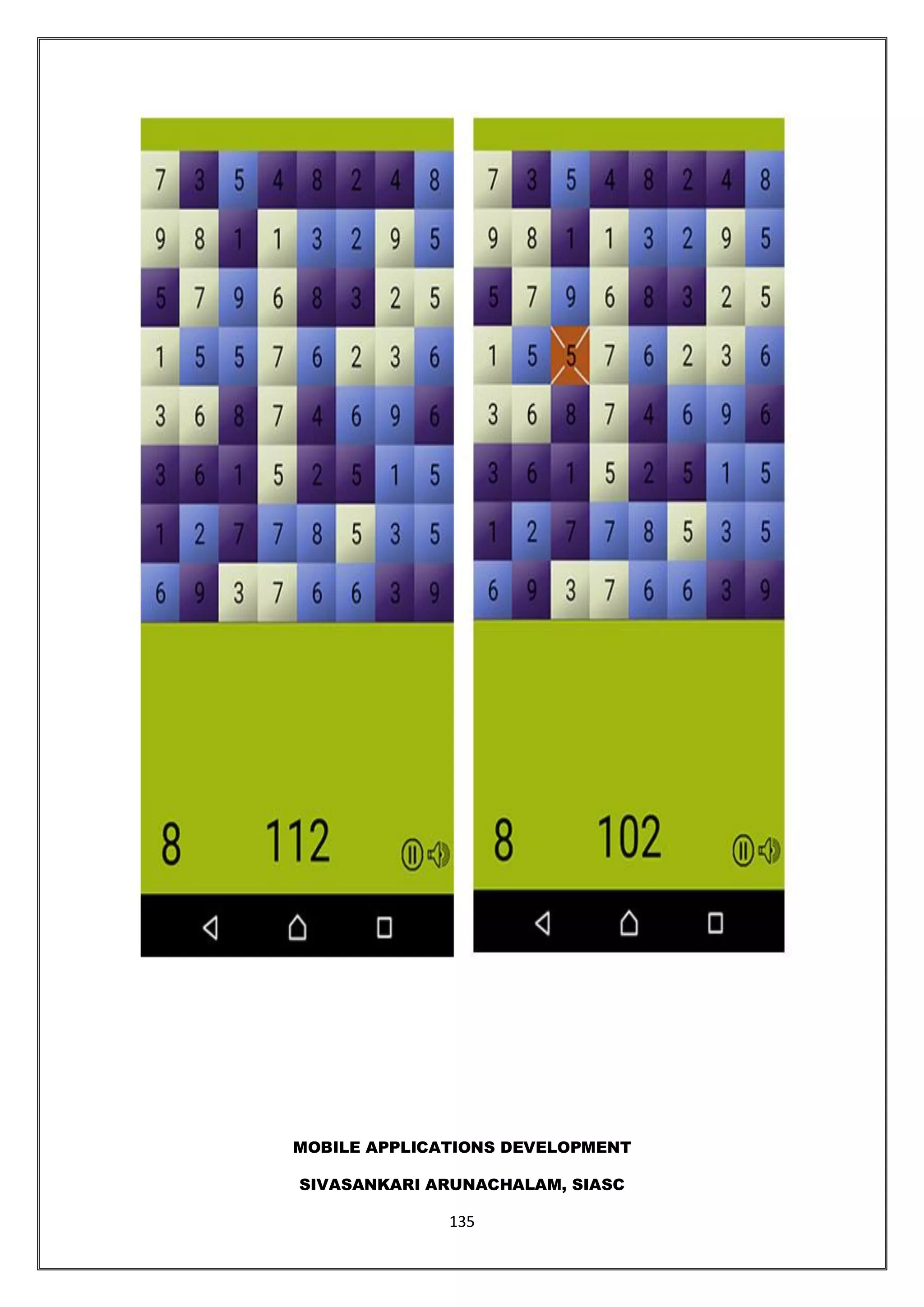 MOBILE APPLICATIONS DEVELOPMENT
SIVASANKARI ARUNACHALAM, SIASC
135
 