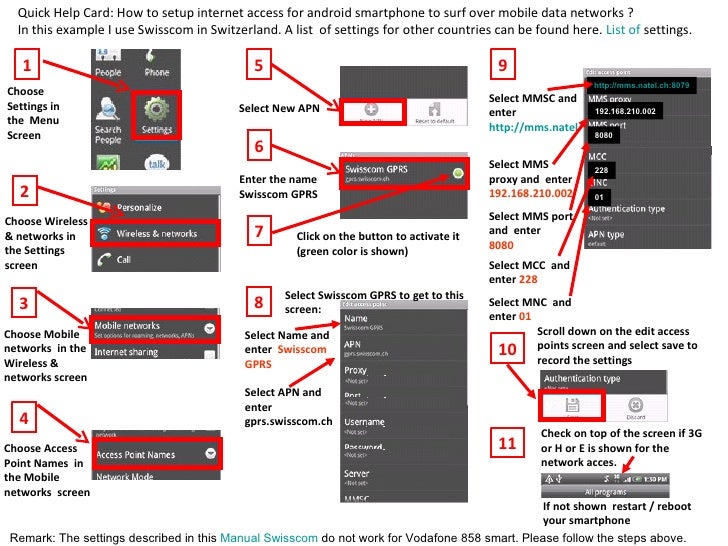 Android Smartphone settings to access with prepaid sim card
