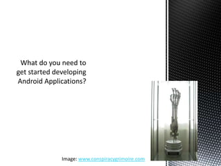 Android consists of Java Applications running on Java core libraries running on a Dalvic Virtual Machine. Some core libraries also written in C/++