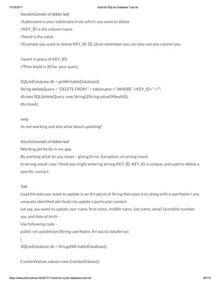 Android sq lite database tutorial | PDF