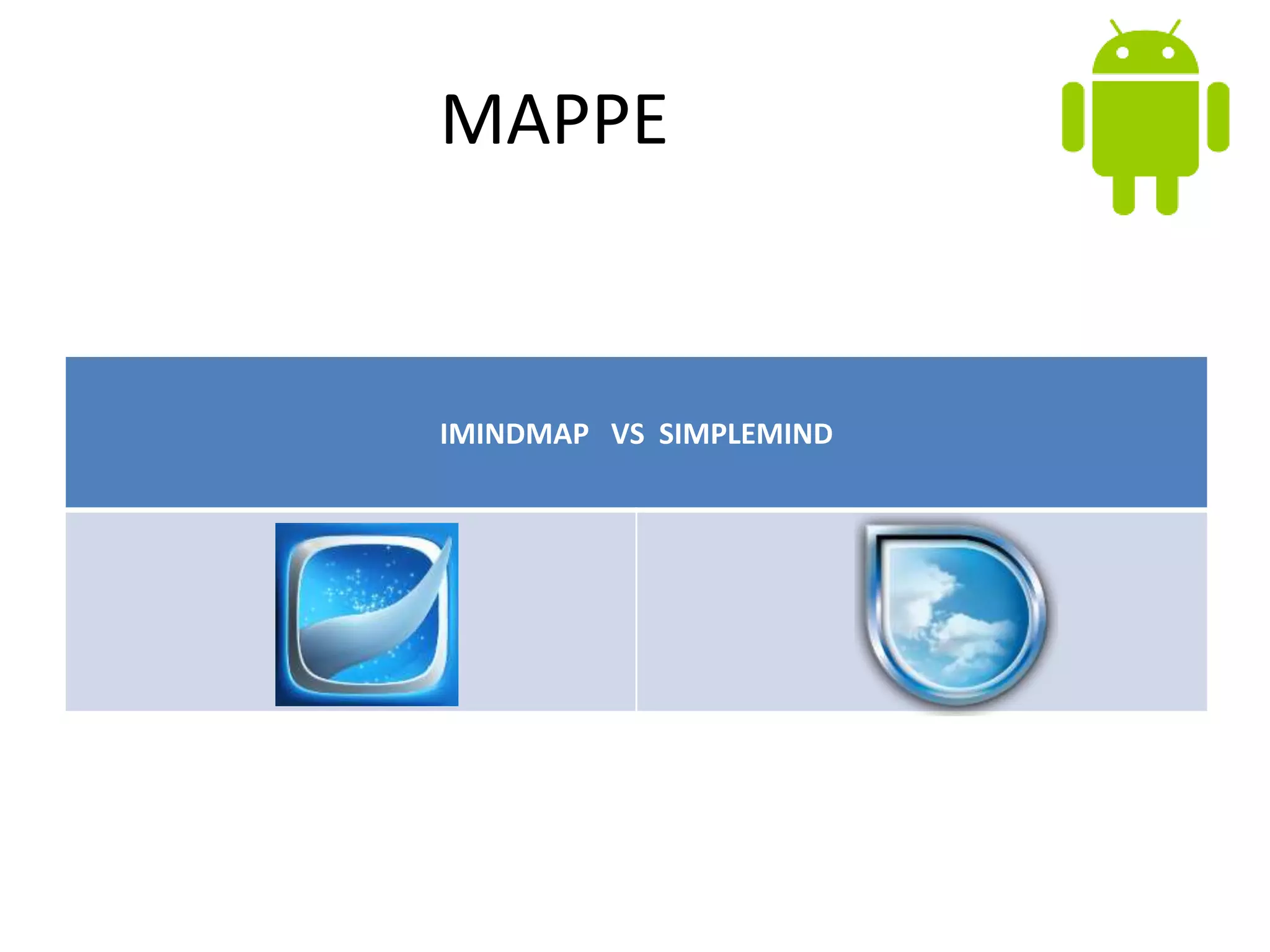 MAPPE
IMINDMAP VS SIMPLEMIND
 