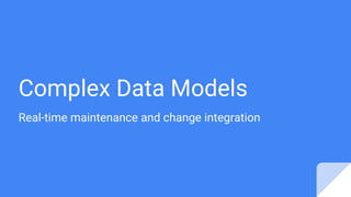 Complex Data Models
Real-time maintenance and change integration
 