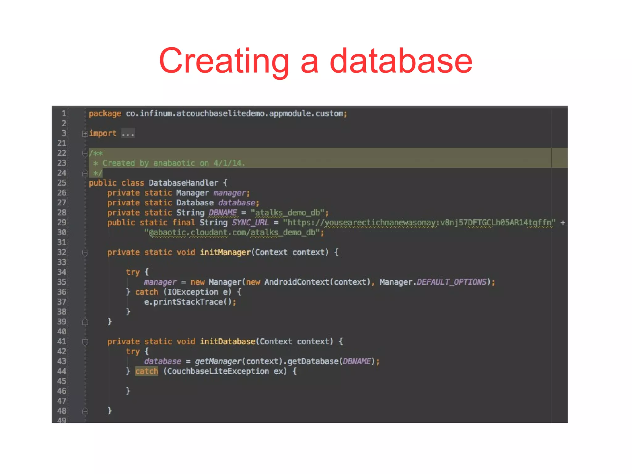 Creating a database
 